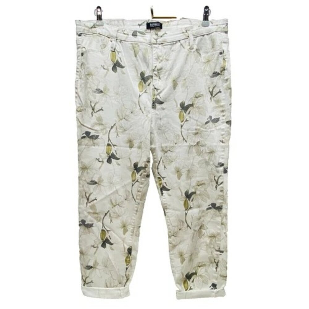 Buffalo David Bitton Jeans Women 16/36‎ White Floral Havana Stretch Ankle Skinny